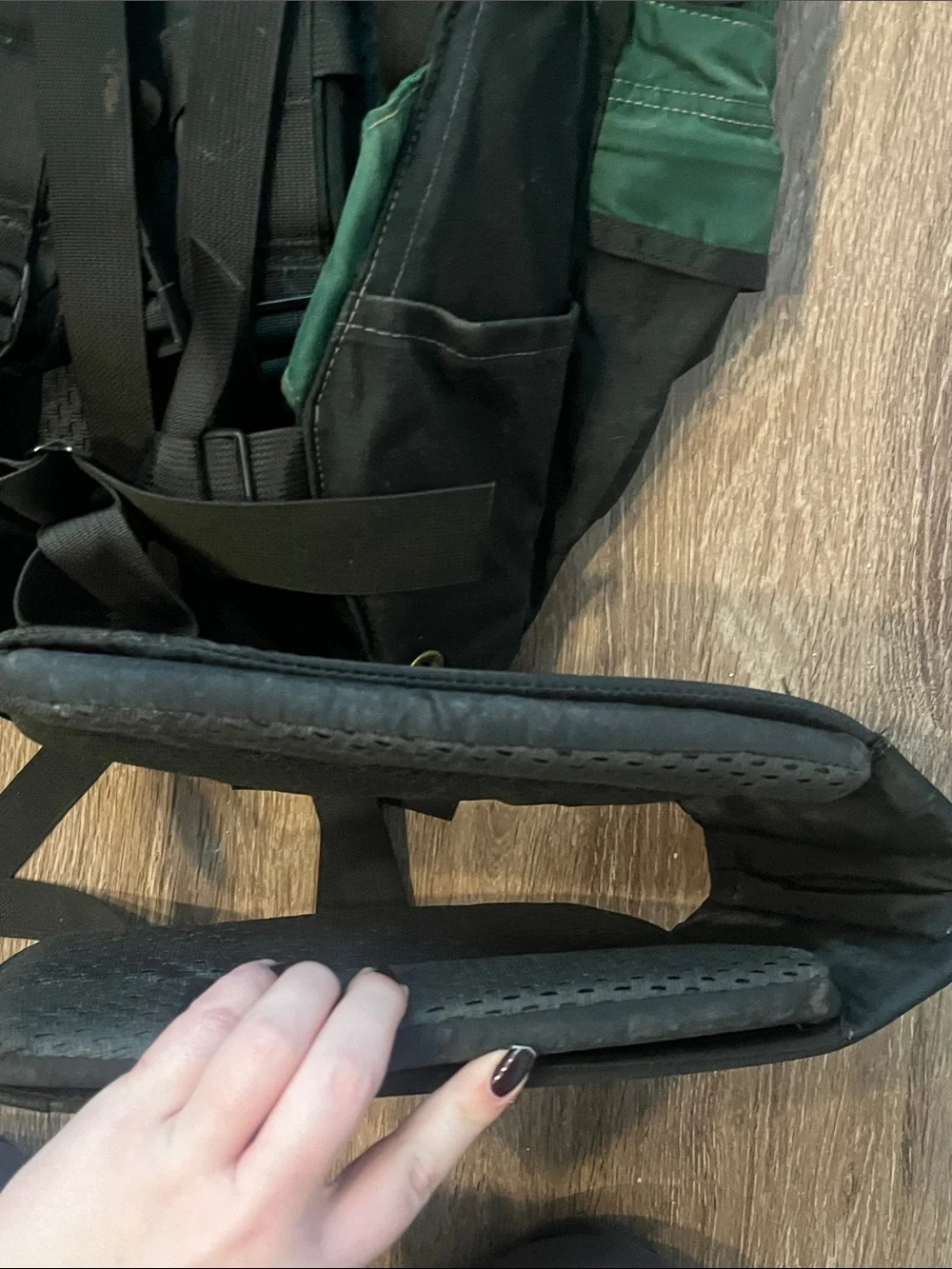 Vintage Gregory Green and Black Outdoor Backpack with Secure Buckles